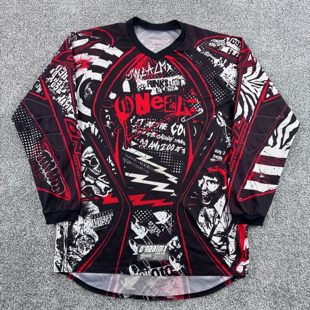 O'Neal MX Element Jersey Mens Large Black Red Punk Rock Metal Motocross Racing